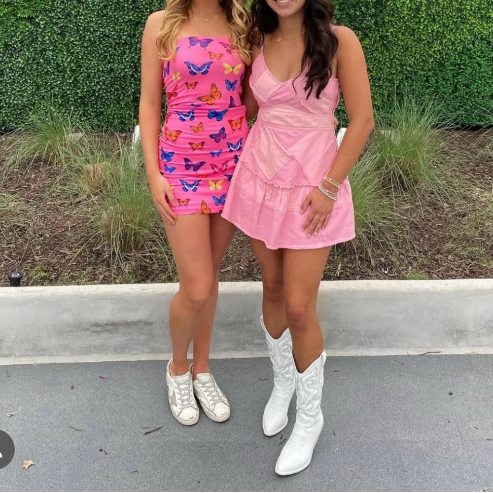 Pink Butterfly Print Dress.  Superdown S